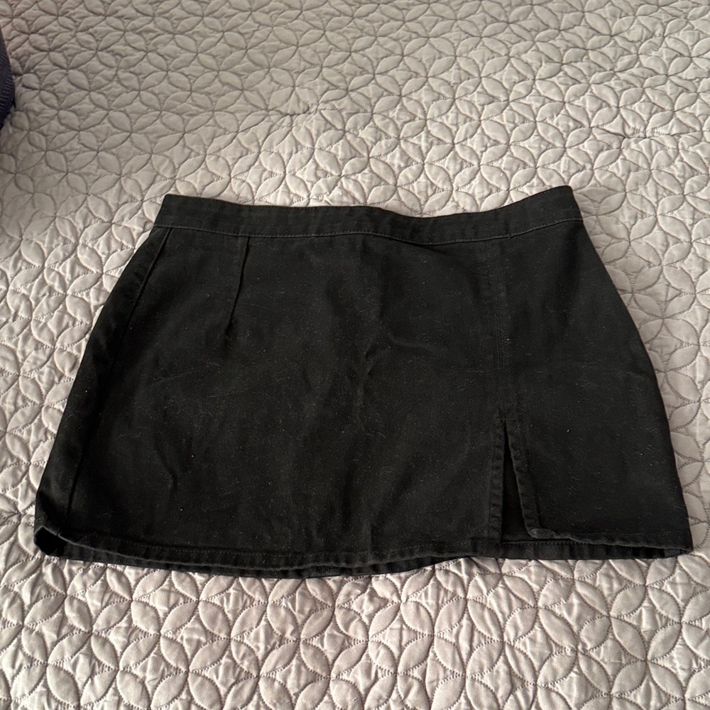 Princess Polly Black Mini Skirt with Slit